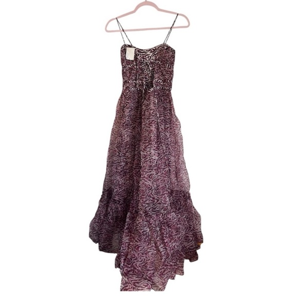 CINQ A SEPT Inkstrokes Daria Silk Midi Dress - Dark Plum - Picture 2 of 8